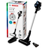 Bosch Serie 6 BBS611PCK aspiradora de mano Azul, Plata Sin bolsa, Aspirador vertical negro/Azul, Secar, Filtro higiénico, Filtrado, Alemania, Sin bolsa, Azul, Plata