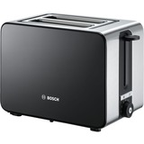 Bosch TAT7203 tostadora 2 rebanada(s) 1050 W Negro, Acero inoxidable negro/Plateado, 2 rebanada(s), Negro, Acero inoxidable, Botones, Giratorio, CE, VDE, 1050 W, 220-240 V
