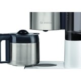 Bosch TKA8A681 cafetera eléctrica Semi-automática Cafetera de filtro 1,1 L blanco brillante/Acero fino, Cafetera de filtro, 1,1 L, De café molido, 1100 W, Negro, Acero inoxidable, Blanco