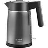 Bosch TWK5P475 tetera eléctrica 1,7 L 2400 W Gris, Hervidor de agua gris/Negro, 1,7 L, 2400 W, Gris, Acero inoxidable, Indicador de nivel de agua, Sin cables