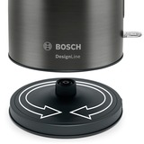 Bosch TWK5P475 tetera eléctrica 1,7 L 2400 W Gris, Hervidor de agua gris/Negro, 1,7 L, 2400 W, Gris, Acero inoxidable, Indicador de nivel de agua, Sin cables