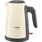 Bosch TWK6A017 tetera eléctrica 1,7 L 2400 W Beige, Negro, Hervidor de agua crema/Gris oscuro, 1,7 L, 2400 W, Beige, Negro, De plástico, Acero inoxidable, Indicador de nivel de agua, Protección contra sobrecalentamiento