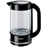 Bosch TWK70B03 tetera eléctrica 1,7 L 2400 W Negro, Transparente, Hervidor de agua negro, 1,7 L, 2400 W, Negro, Transparente, Vidrio, Indicador de nivel de agua, Protección contra sobrecalentamiento