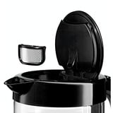 Bosch TWK70B03 tetera eléctrica 1,7 L 2400 W Negro, Transparente, Hervidor de agua negro, 1,7 L, 2400 W, Negro, Transparente, Vidrio, Indicador de nivel de agua, Protección contra sobrecalentamiento