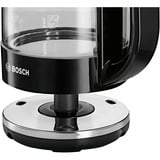 Bosch TWK70B03 tetera eléctrica 1,7 L 2400 W Negro, Transparente, Hervidor de agua negro, 1,7 L, 2400 W, Negro, Transparente, Vidrio, Indicador de nivel de agua, Protección contra sobrecalentamiento