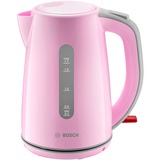 Bosch TWK7500K tetera eléctrica 1,7 L 2200 W Gris, Rosa, Hervidor de agua rosa neón/Gris claro, 1,7 L, 2200 W, Gris, Rosa, Plástico, Indicador de nivel de agua, Protección contra sobrecalentamiento