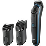 Braun BT3040 Mojado y seco Negro, Cortapelo para barba negro/Azul, Lavable, Negro