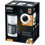 Braun KF 3120 PurEase, Cafetera de filtro blanco, 1000 W, Blanco