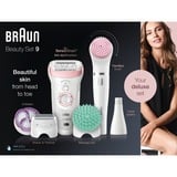 Braun Silk-épil 9 81683682 depiladora 40 pinzas Blanco, Rosa blanco/Oro rojo, Blanco, Rosa, 40 pinzas, Exfoliación, LED, Alemania, 1 SensoFoil