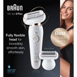 Braun Silk-épil 9 81688635 depiladora 40 pinzas Blanco, Oro blanco/Dorado, Blanco, Oro, 40 pinzas, Axila, Bikini, Front thigh, Parte interior superior del brazo, Outer upper arms, Afeitado, LED, China