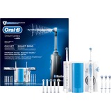 Braun Smart 5000 + Oxyjet Adulto Cepillo dental oscilante Azul, Blanco, Limpieza bucal blanco/Celeste, Adulto, Cepillo dental oscilante, Cuidados diarios, Cuidado de las encías, Sensible, Blanqueador, Azul, Blanco, 2 min, 30 segundos, Batería