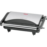 Clatronic MG 3519 Parrillas eléctricas de contacto, Barbacoa de contacto acero fino/Negro, Negro, Plata, Acero inoxidable, Rectangular, 230 x 145 mm, Tapa con bisagra, 700 W