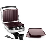 DeLonghi CGH 912C parrilla eléctrica de contacto, Barbacoa de contacto plateado/Negro, Negro, Acero inoxidable, Rectangular, Giratorio, Plancha, 230 x 290 mm, Cerámico