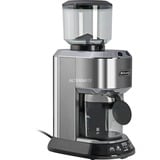 DeLonghi Dedica Plata, Molinillo de café plateado/Negro, Molinillo, 350 g, Fresa cónica, Acero inoxidable, LCD, Plata