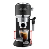 DeLonghi Dedica Style EC 685.BK Semi-automática Máquina espresso 1,1 L, Cafetera espresso negro/Plateado brillante, Máquina espresso, 1,1 L, Dosis de café, De café molido, 1300 W, Negro, Plata