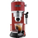 DeLonghi Dedica Style EC 685.R Semi-automática Máquina espresso 1,1 L, Cafetera espresso rojo, Máquina espresso, 1,1 L, Dosis de café, De café molido, 1300 W, Negro, Rojo, Plata