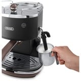 DeLonghi Icona Vintage Totalmente automática Máquina espresso 1,4 L, Cafetera espresso negro/Plateado brillante, Máquina espresso, 1,4 L, Dosis de café, De café molido, 1100 W, Negro