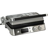 DeLonghi MultiGrill CGH1020D, Barbacoa de contacto plateado/Negro, Negro, Metálico, Rectangular, Plancha, 370 x 230 mm, Tapa desmontable, Tapa con bisagra, Tapa de bloqueo, 2000 W
