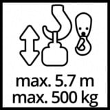 EINHELL TC-EH 500 1000 W 500 kg 230 V, Torno rojo, 500 kg, 11,5 m, 5,7 m, 5,7 m/min, 11,5 m/min, 1000 W