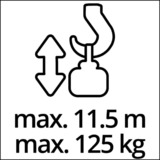 Einhell TC-EH 250 500 W 12 m 125 kg, Torno rojo, Polipasto de alambre, 12 m, 125 kg, 250 kg, 11,5 m, 5,7 m