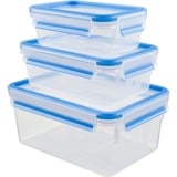 Emsa 508566 recipiente de almacenar comida Rectangular Establecer Transparente 3 pieza(s), Caja transparente/Azul, Establecer, Rectangular, Transparente, Elastómero termoplástico (TPE), Alemania, 167 mm