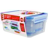 Emsa 508566 recipiente de almacenar comida Rectangular Establecer Transparente 3 pieza(s), Caja transparente/Azul, Establecer, Rectangular, Transparente, Elastómero termoplástico (TPE), Alemania, 167 mm