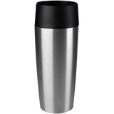 Emsa 513351 taza de viaje 0,36 ml Negro, Acero inoxidable acero fino, Negro, Acero inoxidable, Polipropileno, Acero inoxidable, 4 h, 8 h, 0,36 ml, 8 cm