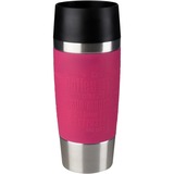 Emsa 513550 taza de viaje 0,36 ml Negro, Rosa, Acero inoxidable Frambuesa, Negro, Rosa, Acero inoxidable, Polipropileno, Silicona, 4 h, 8 h, 0,36 ml, 8 cm