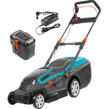GARDENA 05038-20 Set cortacésped de batería PowerMax™ Li-40/37 negro/Turquesa, 5038-20, 450 m², Cuchillas giratorias, 37 cm, 2 cm, 6 cm