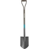 GARDENA 17001-20 pala y paleta Pala de metal con cabeza puntiaguda ergonómica para drenaje Acero Negro, Palas madera/Turquesa, Pala de metal con cabeza puntiaguda ergonómica para drenaje, Acero, Negro, Con forma de D, Monocromo