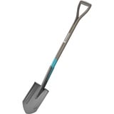 GARDENA 17001-20 pala y paleta Pala de metal con cabeza puntiaguda ergonómica para drenaje Acero Negro, Palas madera/Turquesa, Pala de metal con cabeza puntiaguda ergonómica para drenaje, Acero, Negro, Con forma de D, Monocromo