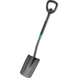 GARDENA 17020-20 pala y paleta Pala de metal con cabeza puntiaguda ergonómica para drenaje Acero inoxidable Negro, Palas gris/Turquesa, Pala de metal con cabeza puntiaguda ergonómica para drenaje, Acero inoxidable, Negro, Con forma de D, Monocromo, 1260 mm