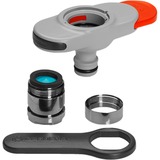 GARDENA 18210-20 accesorio para manguera Conector para grifo Negro, Cromo, Gris 1 pieza(s), Piezas de la válvula gris claro/Naranja, Conector para grifo, Negro, Cromo, Gris