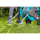 GARDENA 18511-20 AquaRoll M Carro con carrete para manguera, Carretilla para manguera turquesa/Gris, Tambor de carrete, Manual, Funcional, Negro, Azul, Acero inoxidable, Metal, Plástico, 60 m
