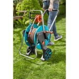 GARDENA 18517-20 AquaRoll M Easy Juego de carro con carrete, manguera y boquilla, Carretilla para manguera turquesa/Gris, 20 metros, diámetro: 13 mm 