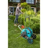 GARDENA 18517-20 AquaRoll M Easy Juego de carro con carrete, manguera y boquilla, Carretilla para manguera turquesa/Gris, 20 metros, diámetro: 13 mm 