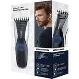Grundig MC 6840 Negro, Plata, Cortapelo para barba negro/Plateado, Negro, Plata, 0,8 mm, 1,8 cm, Barba, Acero inoxidable, AC/Batería