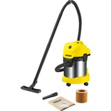 Kärcher WD 3 Premium 17 L Aspiradora de tambor Seca y húmeda 1400 W, Aspiradora en húmedo y en seco amarillo/Negro, 1400 W, Aspiradora de tambor, Seca y húmeda, 17 L, Acero inoxidable, Amarillo