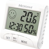 Medisana HG 100 Interior Higrómetro electrónico Blanco, Reloj de mesa blanco, Digital, Rectangular, AAA, 1,5 V, 82 mm, 70 mm