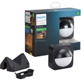 Philips HUE Sensor de exterior, Detector de movimiento negro, Philips Sensor de exterior, Inalámbrico, Pared, Exterior, Negro, Blanco, IP54, Plástico
