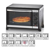 Rommelsbacher BG 1055/E horno tostador 18 L Negro, Acero inoxidable Parrilla, Mini horno plateado/Negro, 18 L, Negro, Acero inoxidable, Giratorio, Acero inoxidable, 3 estanterías, 60 min, Minorista