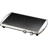 Rommelsbacher CT 3400/E hobs Negro, Acero inoxidable Encimera Cerámico 2 zona(s), Placa de cocción acero fino/Negro, Negro, Acero inoxidable, Encimera, Cerámico, Vidrio y cerámica, 2 zona(s), 1200 W