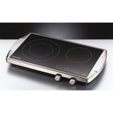 Rommelsbacher CT 3400/E hobs Negro, Acero inoxidable Encimera Cerámico 2 zona(s), Placa de cocción acero fino/Negro, Negro, Acero inoxidable, Encimera, Cerámico, Vidrio y cerámica, 2 zona(s), 1200 W