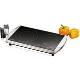 Rommelsbacher CT 3403/TC hobs Negro, Acero inoxidable Encimera Cerámico 2 zona(s), Placa de cocción acero fino/Negro, Negro, Acero inoxidable, Encimera, Cerámico, Vidrio y cerámica, 2 zona(s), 1200 W