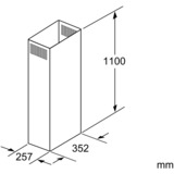 Siemens LZ12285 accesorio para campana de estufa, Extensión acero fino, Acero inoxidable, Acero inoxidable, 359 mm, 264 mm, 1100 mm, 7,59 kg