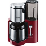 Siemens TC86504 cafetera eléctrica Cafetera de filtro 1 L rojo/Negro, Cafetera de filtro, 1 L, 1100 W, Negro, Rojo, Plata