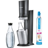 SodaStream Crystal 2.0 Plata, Titanio, Gasificador de agua negro/Titanio, Plata, Titanio, 0,6 L, 60 L, 160 mm, 260 mm, 550 mm