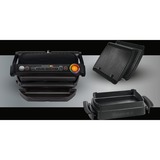 Tefal GC7148 parrilla eléctrica de contacto, Barbacoa de contacto negro, Negro, Acero inoxidable, Rectangular, Grid, 300 x 200 mm, Aluminio