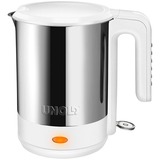 Unold 18040 tetera eléctrica 1,5 L 2200 W Acero inoxidable, Blanco, Hervidor de agua acero fino/blanco, 1,5 L, 2200 W, Acero inoxidable, Blanco, Acero inoxidable, Ajustes de termostato, Indicador de nivel de agua