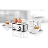 Unold 38610 cuecehuevos 3 huevos 210 W Acero inoxidable, Hervidor de huevos acero fino/Negro, 202 mm, 84 mm, 134 mm, 500 g, 220-240 V, 50 - 60 Hz